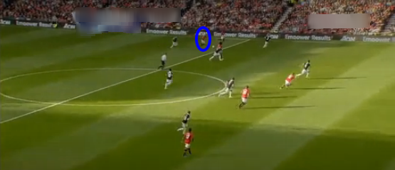 Januzaj (circled) plays a through ball to Rooney against Southampton