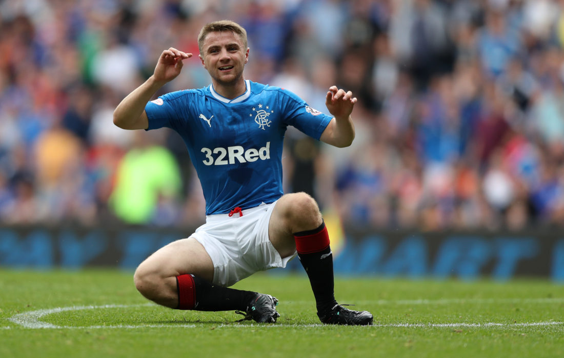 GLASGOW, SCOTLAND - AUGUST 06: Jordan Rossiter of Rangers during the Ladbrokes Scottish Premiership match between Rangers and Hamilton Academical at Ibrox Stadium on August 6, 2016 in Glasgow, Scotland. (Photo by Lynne Cameron/Getty Images)