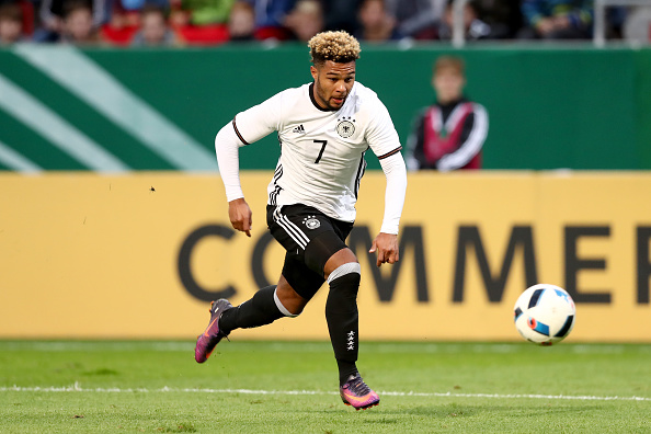 INGOLSTADT, GERMANY - OCTOBER 07: Serge Gnabry of Germany runs with the ball during the 2017 UEFA European U21 Championships Qualifier between Germany and Russia at Audi Sportpark on October 7, 2016 in Ingolstadt, Germany. (Photo by Alexander Hassenstein/Bongarts/Getty Images)