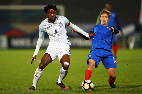 in action during the U21 International Friendly match France U21 and England U21 at the Stade Robert Bobin on November 14, 2016 in Paris, France.