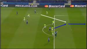 Caught on the counter, Málaga had little time to adjust and Porto fired with precision to go up 1-0. Neither center back picked up the run of Joao Moutinho, who slipped in for a hard finish.