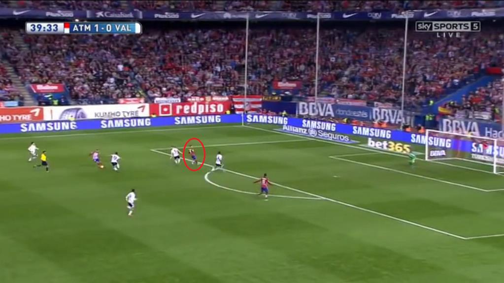 Just seconds later Griezmann has created a run that was used as a decoy with Carrasco cutting past da Silva