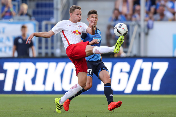 Benno Schmitz in action for RB Leipzig against Hoffenheim. Simon Hofmann / Bongarts / Getty Images